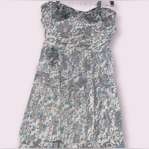 Y2K Miss Me strapless ruffled tiered tired lace pattern floral dress